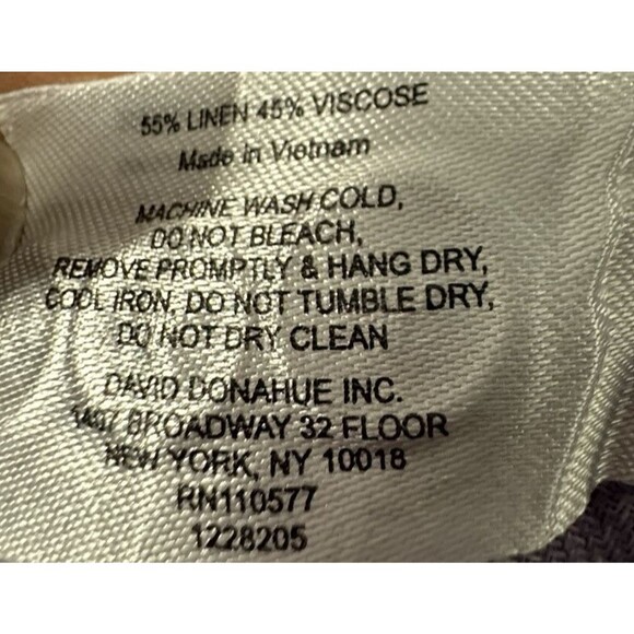 David Donahue Dress Shirt Sz 17.5 XL Fusion Gingham Check Button Up Linen Blend - Picture 11 of 11